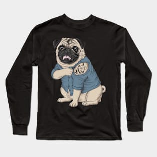 Generate a hand drawn vector design Pug.Happy fathers day (8) Long Sleeve T-Shirt